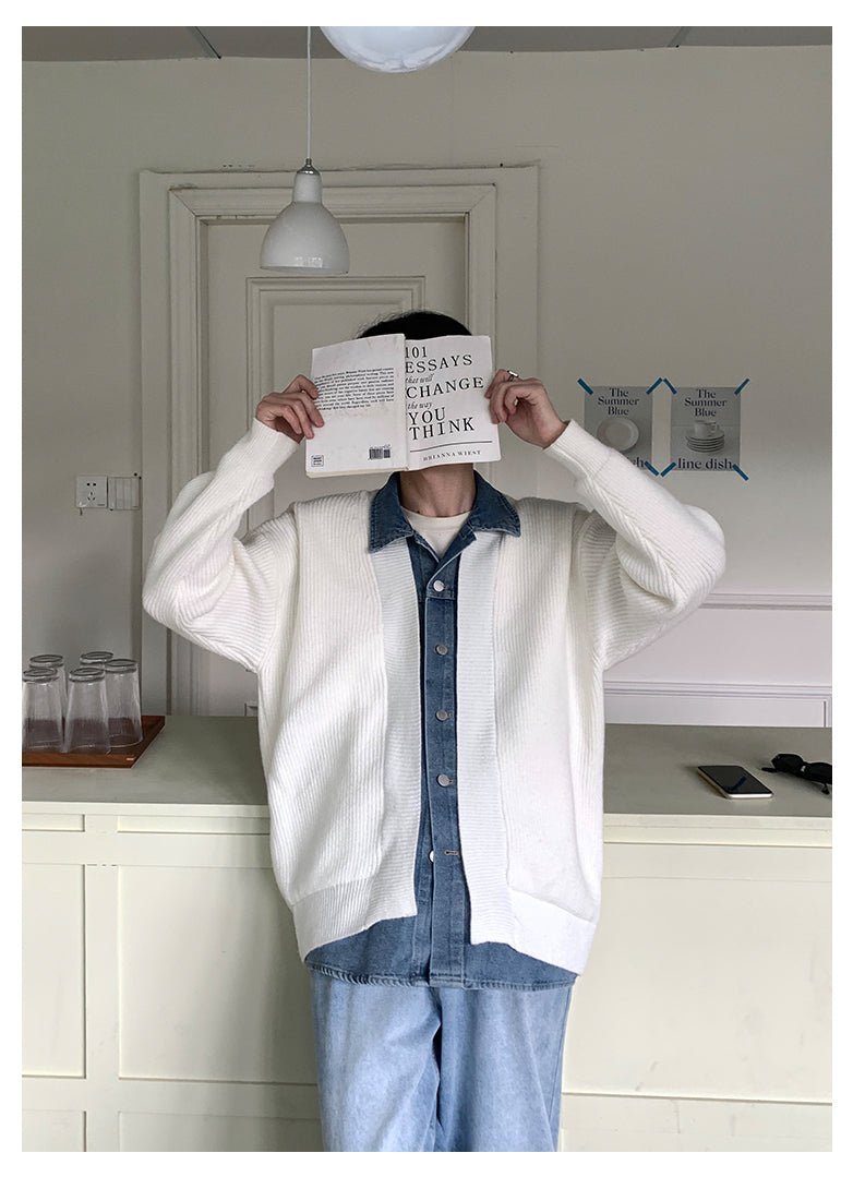 韓国ファッション SELCA-Fake denim knit cardigan-mselca2023aw299-04