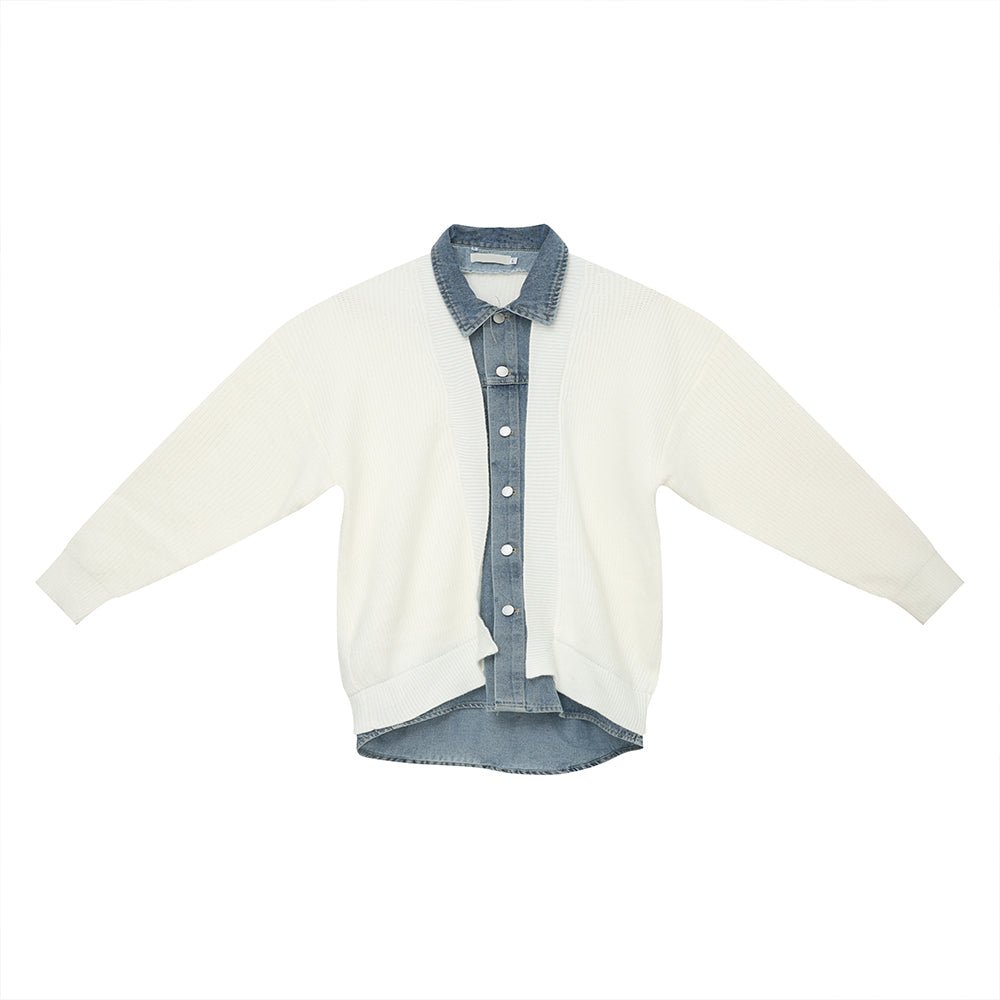 韓国ファッション SELCA-Fake denim knit cardigan-mselca2023aw299-012