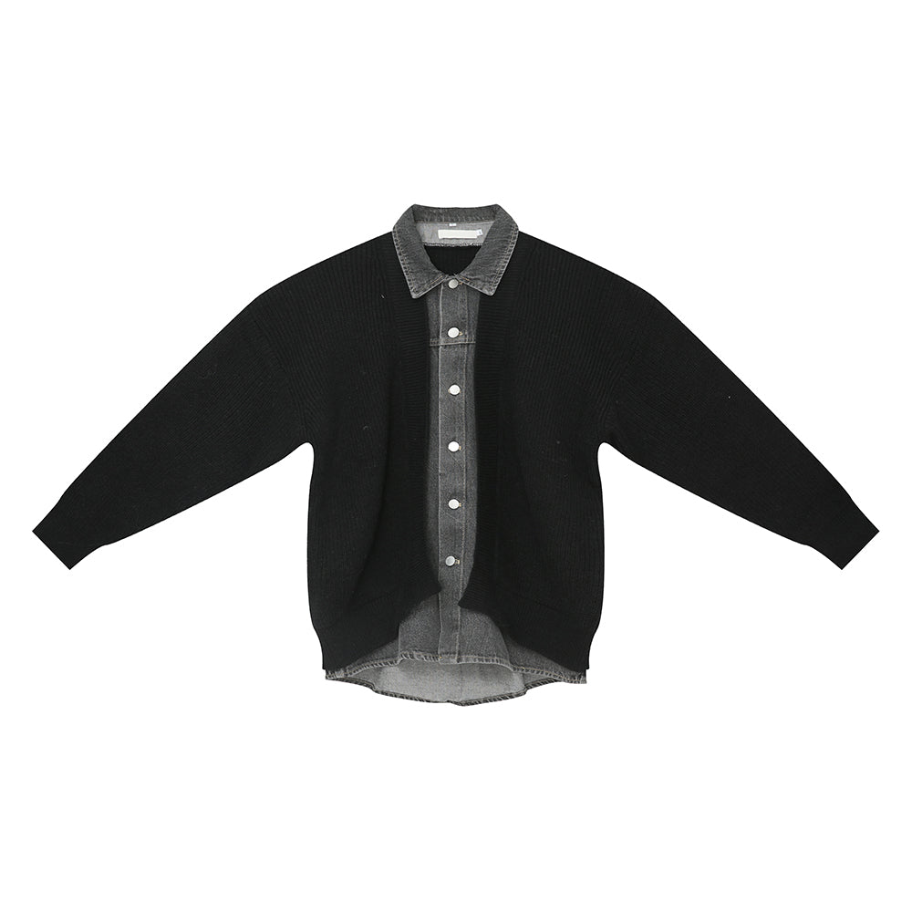 韓国ファッション SELCA-Fake denim knit cardigan-mselca2023aw299-013