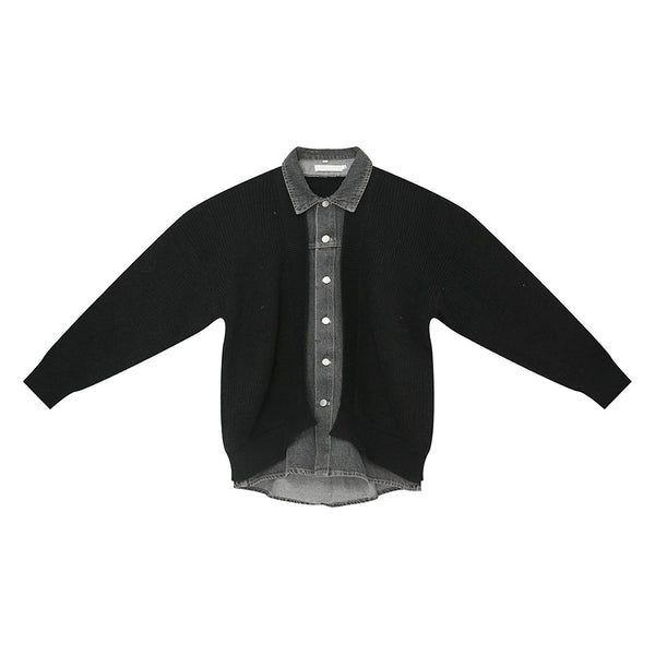韓国ファッション SELCA-Fake denim knit cardigan-mselca2023aw299-013