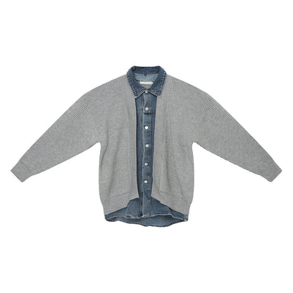 韓国ファッション SELCA-Fake denim knit cardigan-mselca2023aw299-014