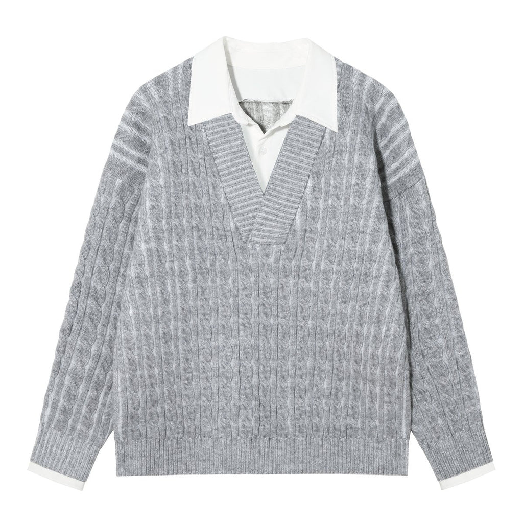 韓国ファッション SELCA-Fake layered knit shirt-mselca2023aw303-012