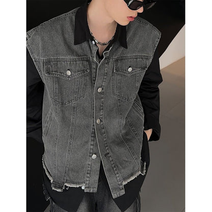 韓国ファッション SELCA-Fake Two Piece Denim Jacket-mselca2023aw308-04