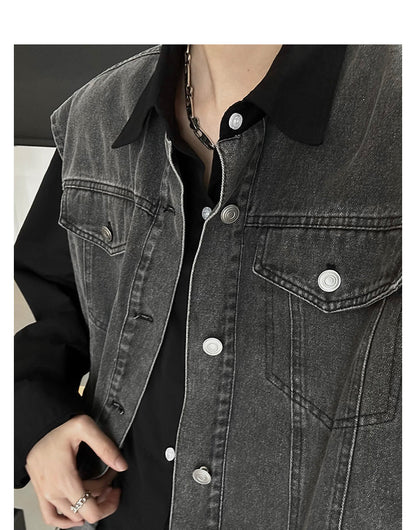 韓国ファッション SELCA-Fake Two Piece Denim Jacket-mselca2023aw308-07