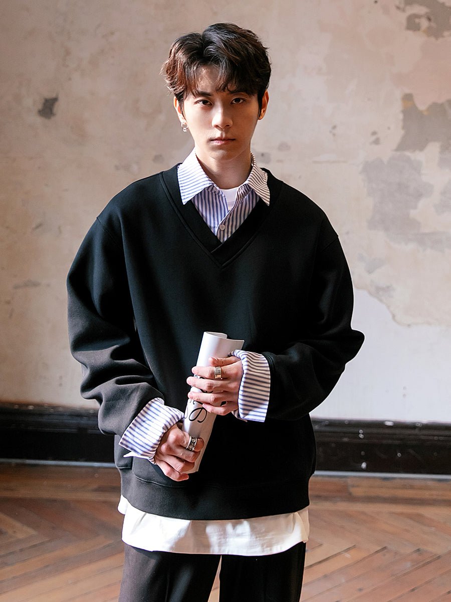 韓国ファッション SELCA-Fake Two Piece Shirt Sweat-mselca2023aw312-06