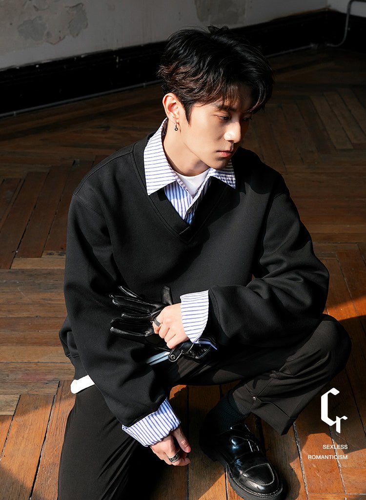 韓国ファッション SELCA-Fake Two Piece Shirt Sweat-mselca2023aw312-03