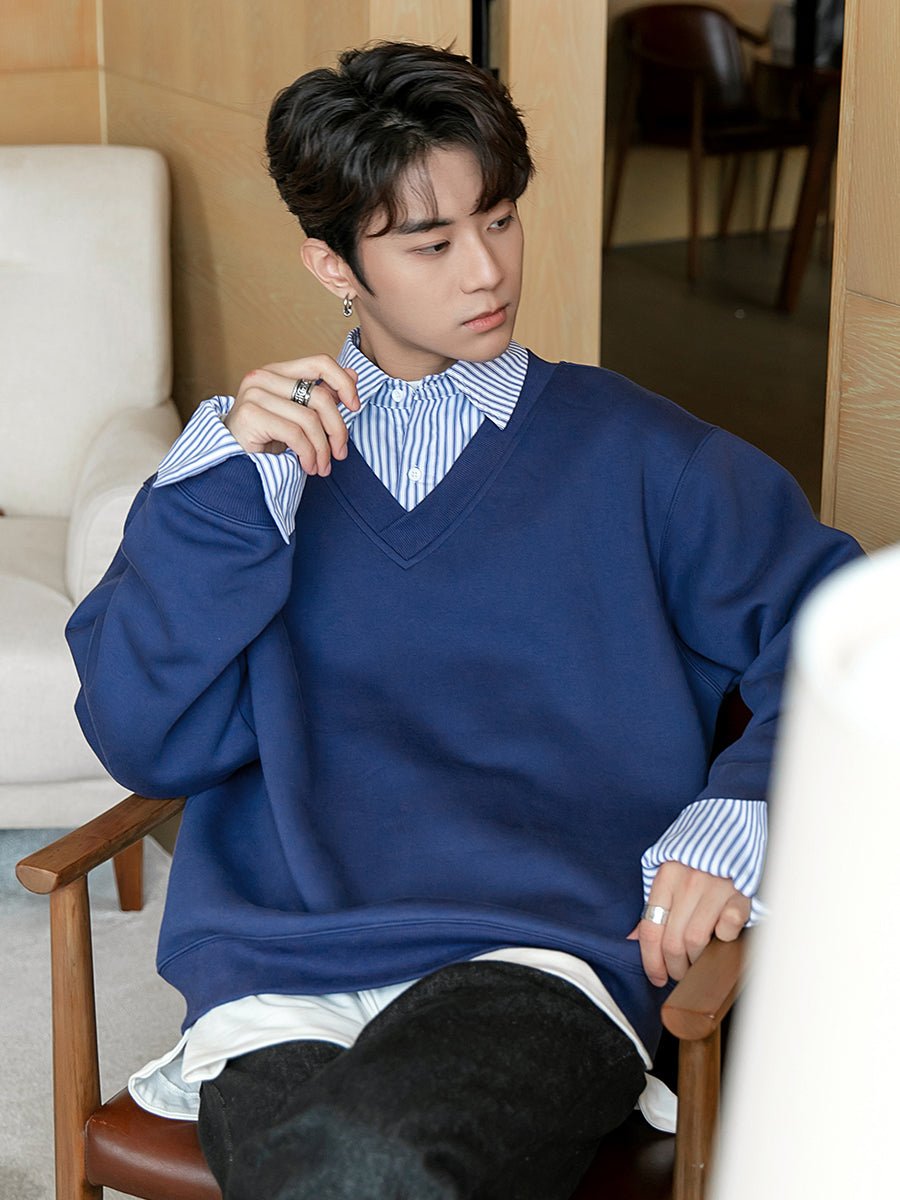 韓国ファッション SELCA-Fake Two Piece Shirt Sweat-mselca2023aw312-02