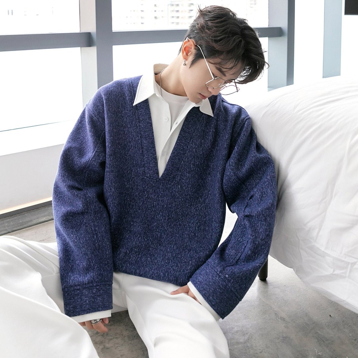 韓国ファッション SELCA-Fake Two Piece Sweat Shirt or-mselca2023aw313-010