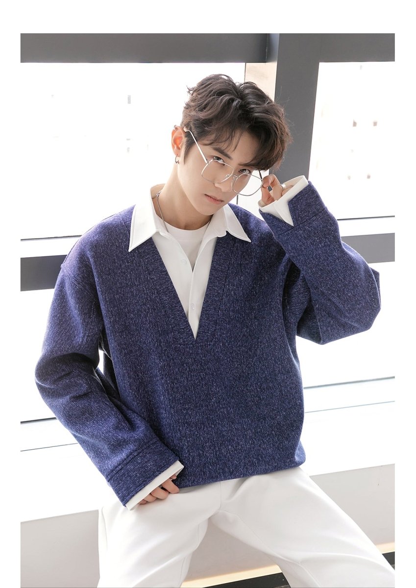 韓国ファッション SELCA-Fake Two Piece Sweat Shirt or-mselca2023aw313-03
