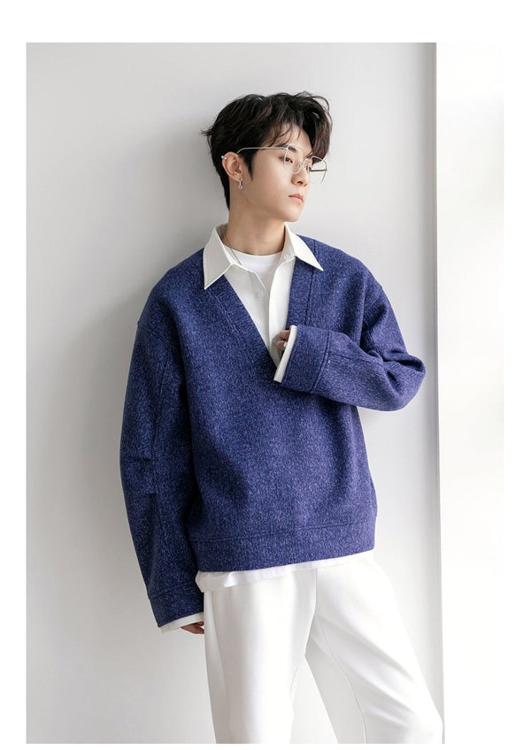 韓国ファッション SELCA-Fake Two Piece Sweat Shirt or-mselca2023aw313-05