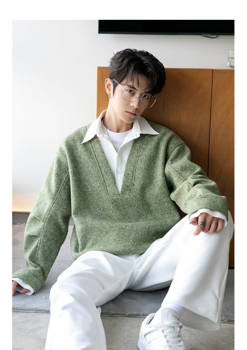 韓国ファッション SELCA-Fake Two Piece Sweat Shirt or-mselca2023aw313-08