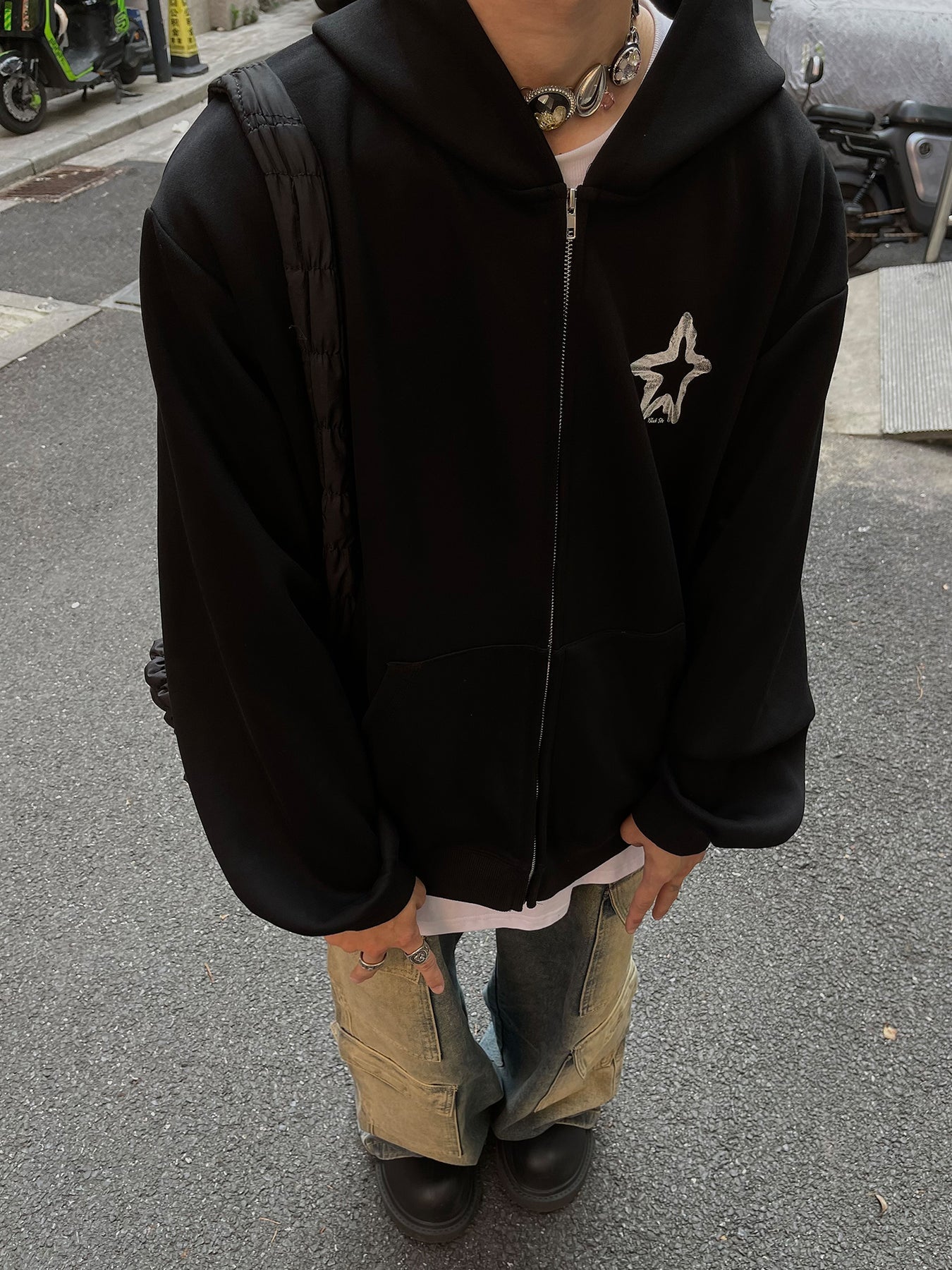 韓国ファッション SELCA-Geometric backprint hoody-mselca2023aw336-04