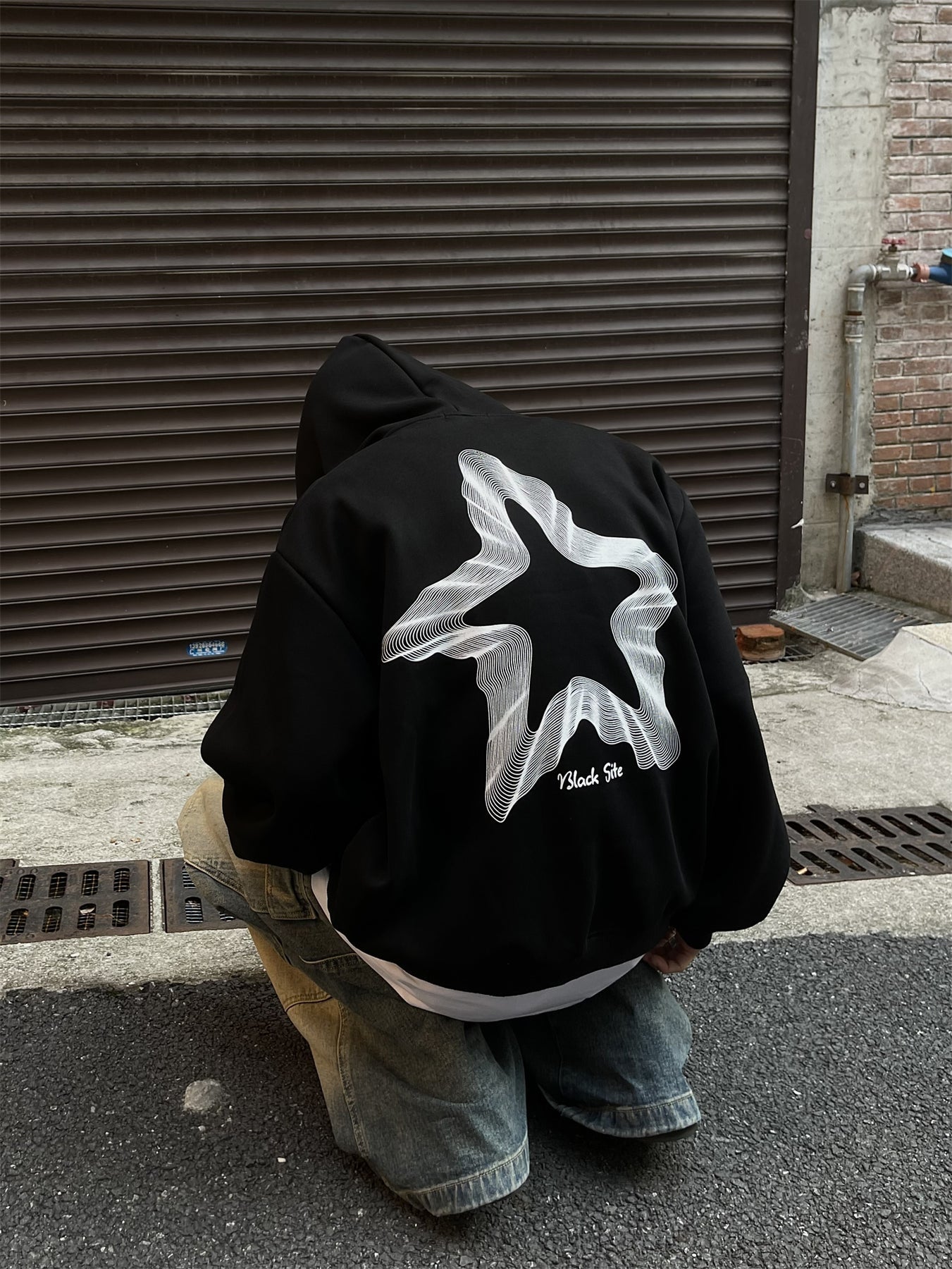 韓国ファッション SELCA-Geometric backprint hoody-mselca2023aw336-05