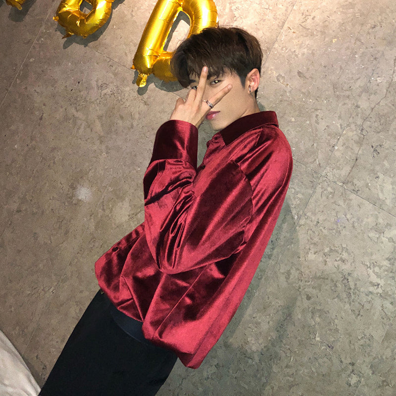 韓国ファッション SELCA-Glossy long sleeve shirt-mselca2023aw338-09