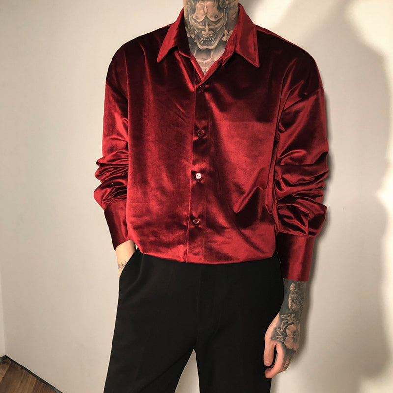 韓国ファッション SELCA-Glossy long sleeve shirt-mselca2023aw338-03