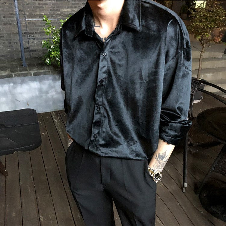 韓国ファッション SELCA-Glossy long sleeve shirt-mselca2023aw338-02