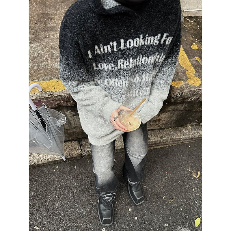 韓国ファッション SELCA-Gradient logo knit hoodie-mselca2023aw345-08