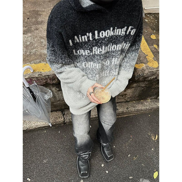 韓国ファッション SELCA-Gradient logo knit hoodie-mselca2023aw345-08