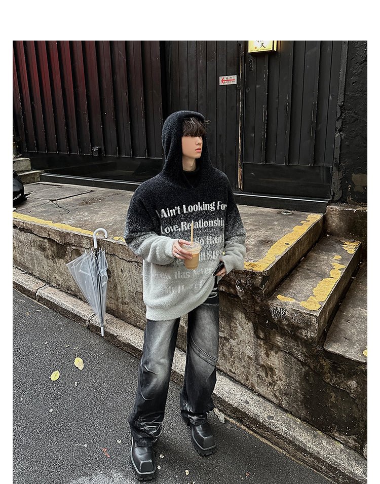 韓国ファッション SELCA-Gradient logo knit hoodie-mselca2023aw345-05