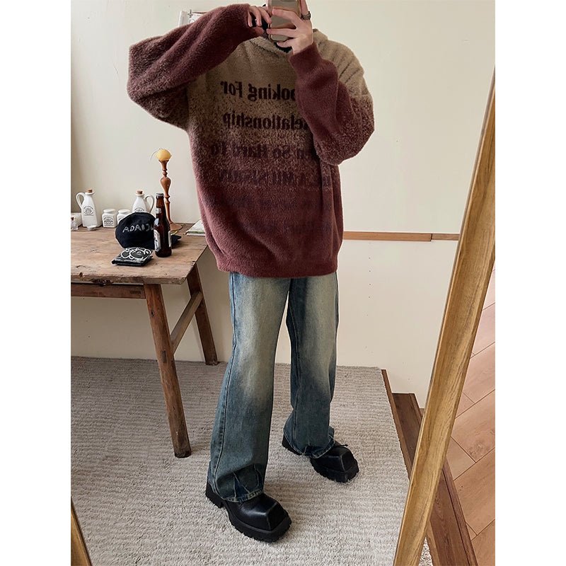 韓国ファッション SELCA-Gradient logo knit hoodie-mselca2023aw345-06