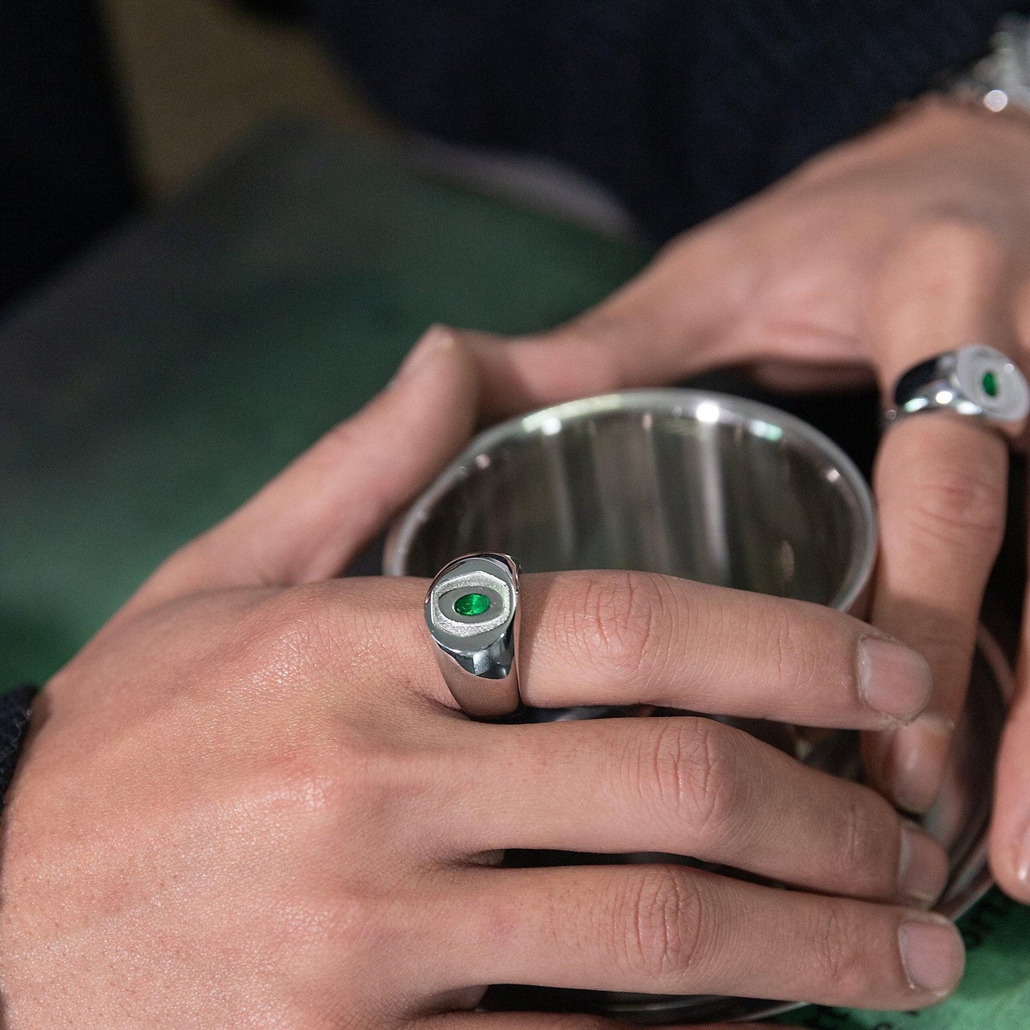 韓国ファッション SELCA-Green Zircon Ring-mselca2023aw356-06