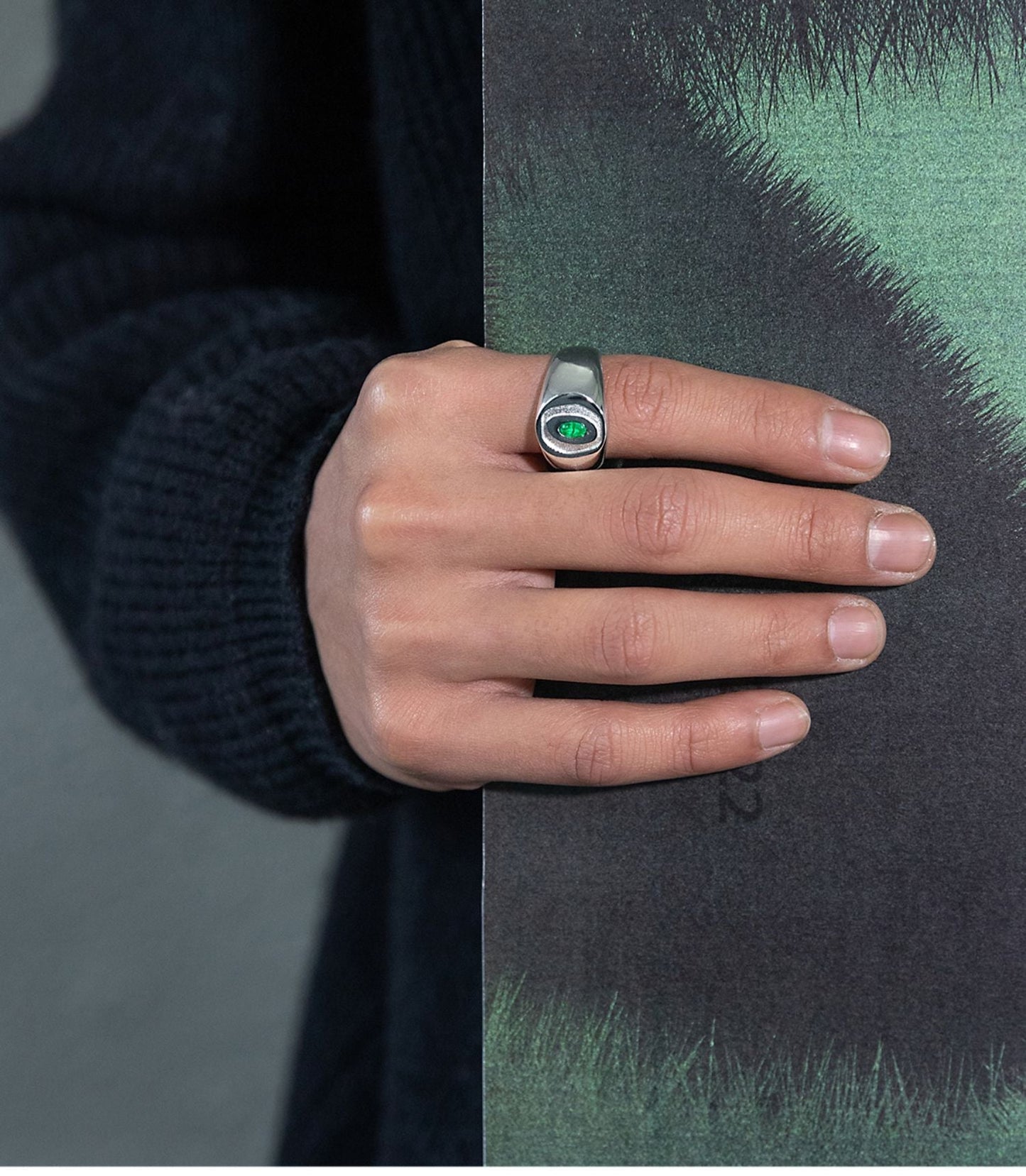 韓国ファッション SELCA-Green Zircon Ring-mselca2023aw356-04