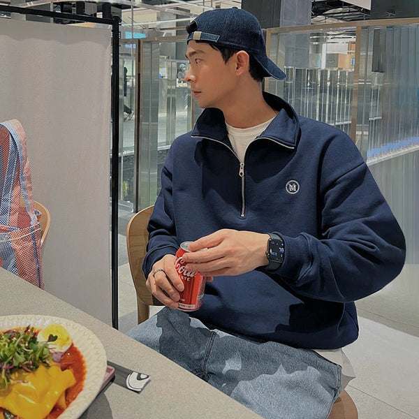韓国ファッション SELCA-half high collar zipper sweater top-mselca2023aw357-02