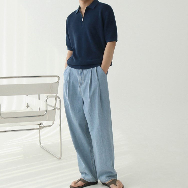 韓国ファッション SELCA-Half zip color polo shirt-mselca2023aw361-05