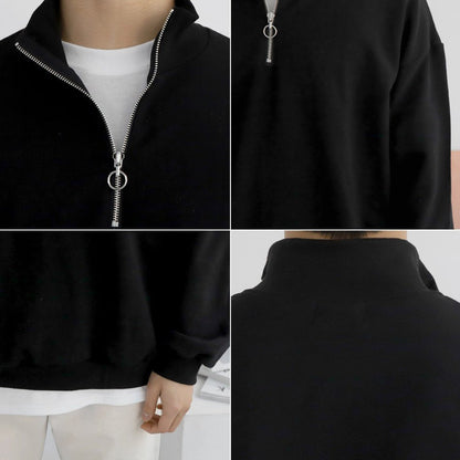 韓国ファッション SELCA-half zip high-collar sweater-mselca2023aw363-06