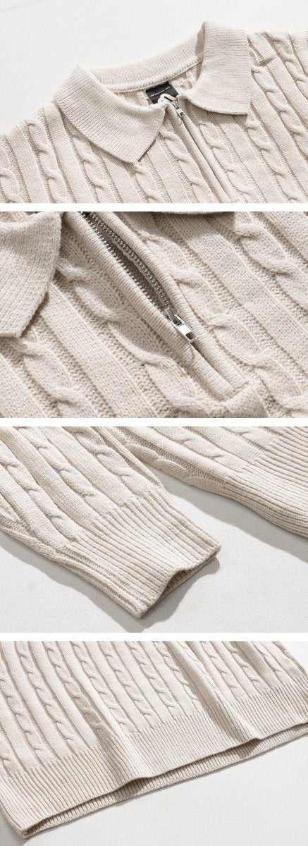 韓国ファッション SELCA-Half zip knit polo shirt-mselca2023aw365-08