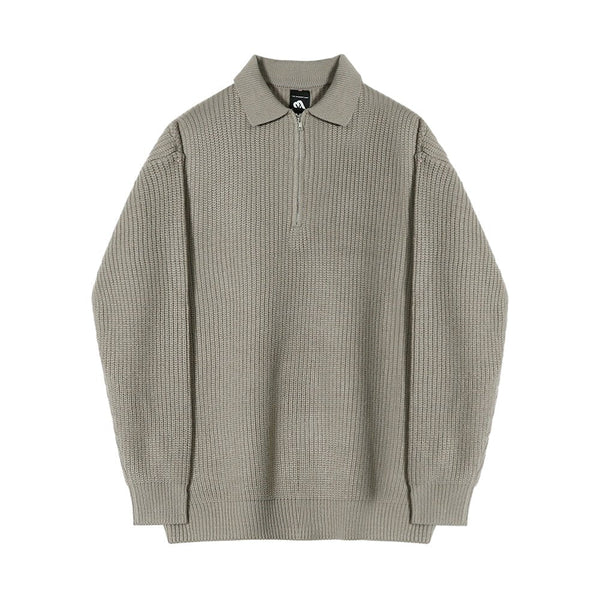 韓国ファッション SELCA-Half zip knit polo sweater-mselca2023aw366-08