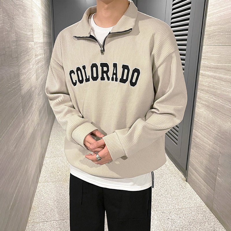 韓国ファッション SELCA-Half zip logo waffle trainer-mselca2023aw368-06