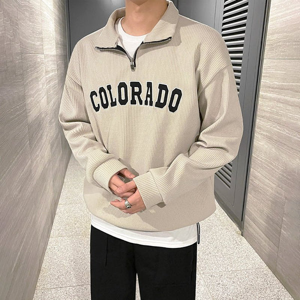 韓国ファッション SELCA-Half zip logo waffle trainer-mselca2023aw368-06