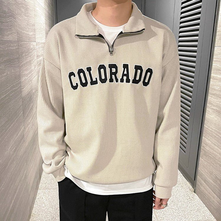 韓国ファッション SELCA-Half zip logo waffle trainer-mselca2023aw368-01
