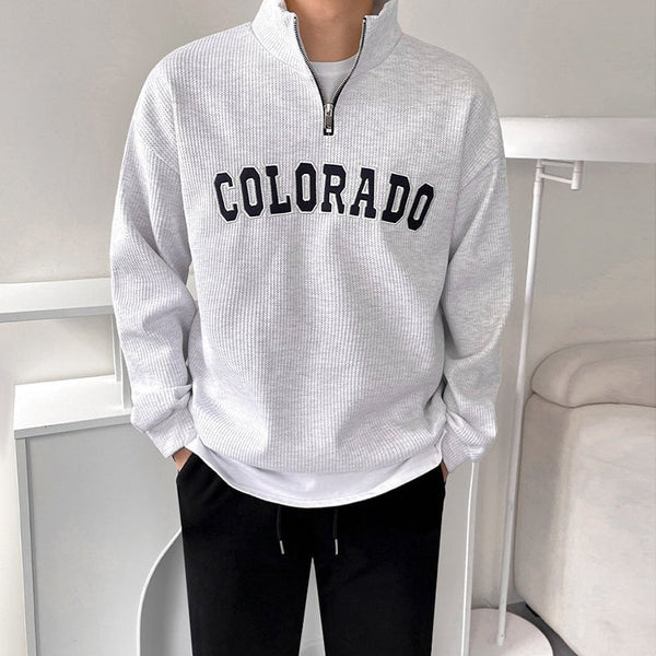韓国ファッション SELCA-Half zip logo waffle trainer-mselca2023aw368-02