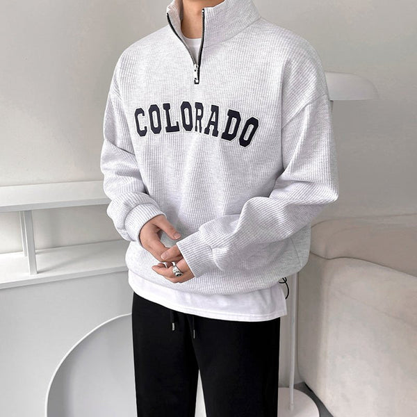 韓国ファッション SELCA-Half zip logo waffle trainer-mselca2023aw368-03