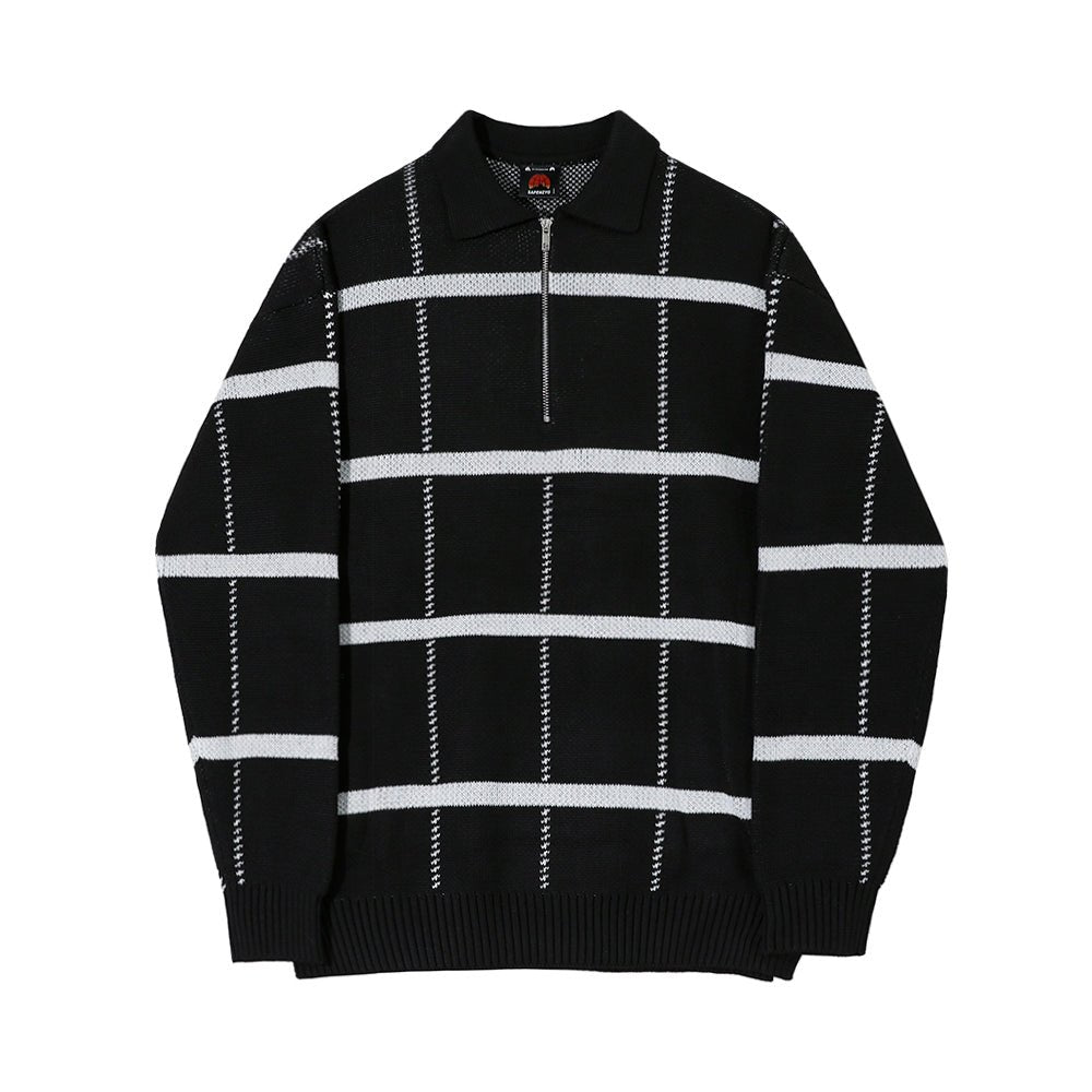 韓国ファッション SELCA-half zip retro knitwear-mselca2023aw369-06