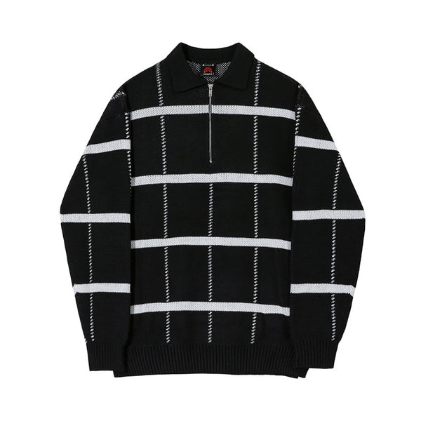 韓国ファッション SELCA-half zip retro knitwear-mselca2023aw369-06