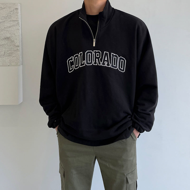 韓国ファッション SELCA-half zip sweater shirt-mselca2023aw373-05