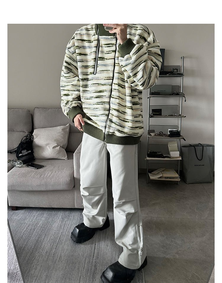 韓国ファッション SELCA-High neck border knit jacket-mselca2023aw382-07