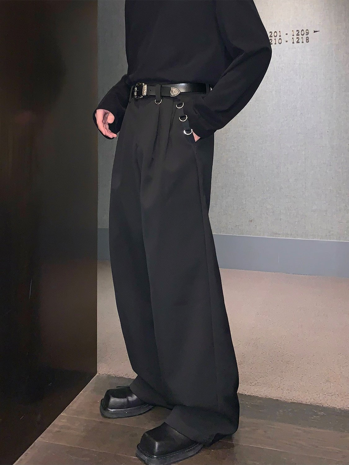 韓国ファッション SELCA-High waist wide pants-mselca2023aw402-02