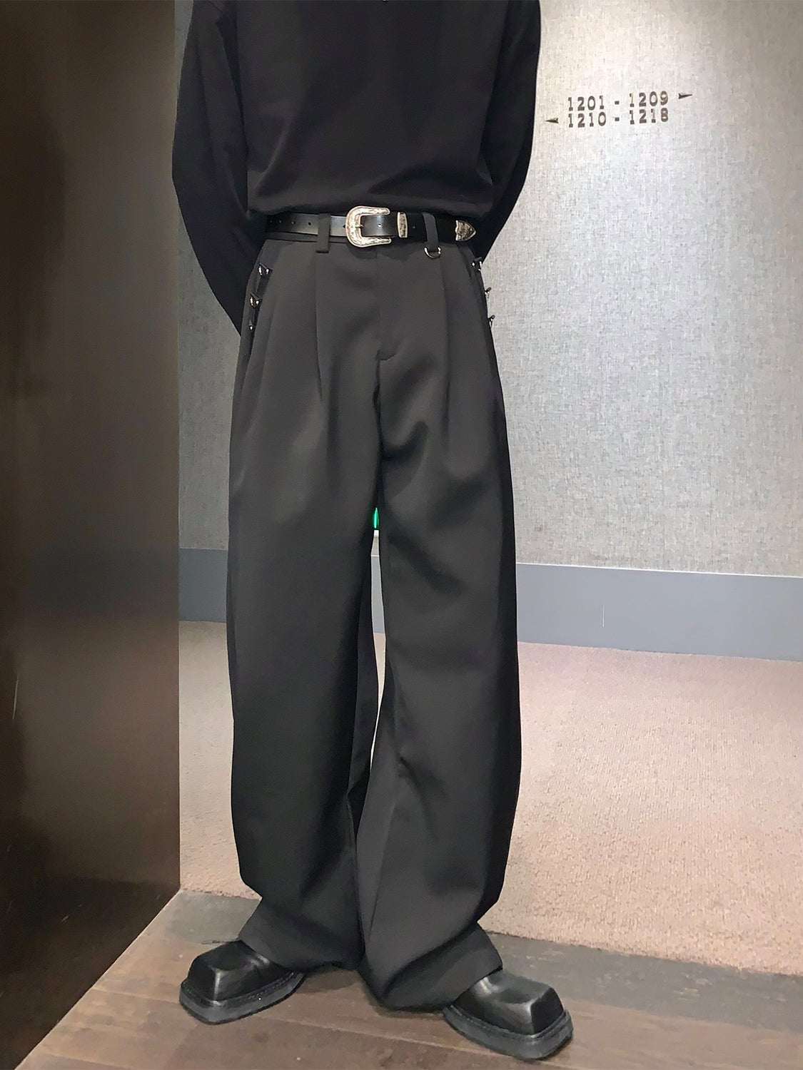 韓国ファッション SELCA-High waist wide pants-mselca2023aw402-05