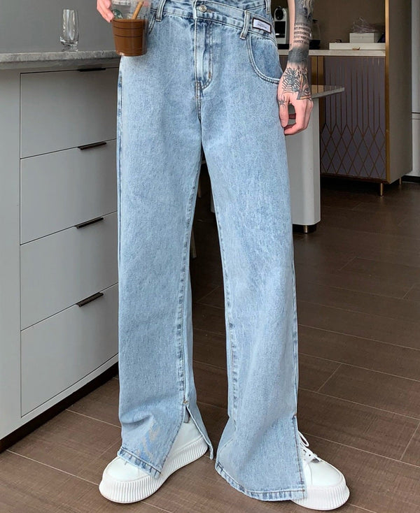 韓国ファッション SELCA-High-waisted denim with slits-mselca2023aw403-07