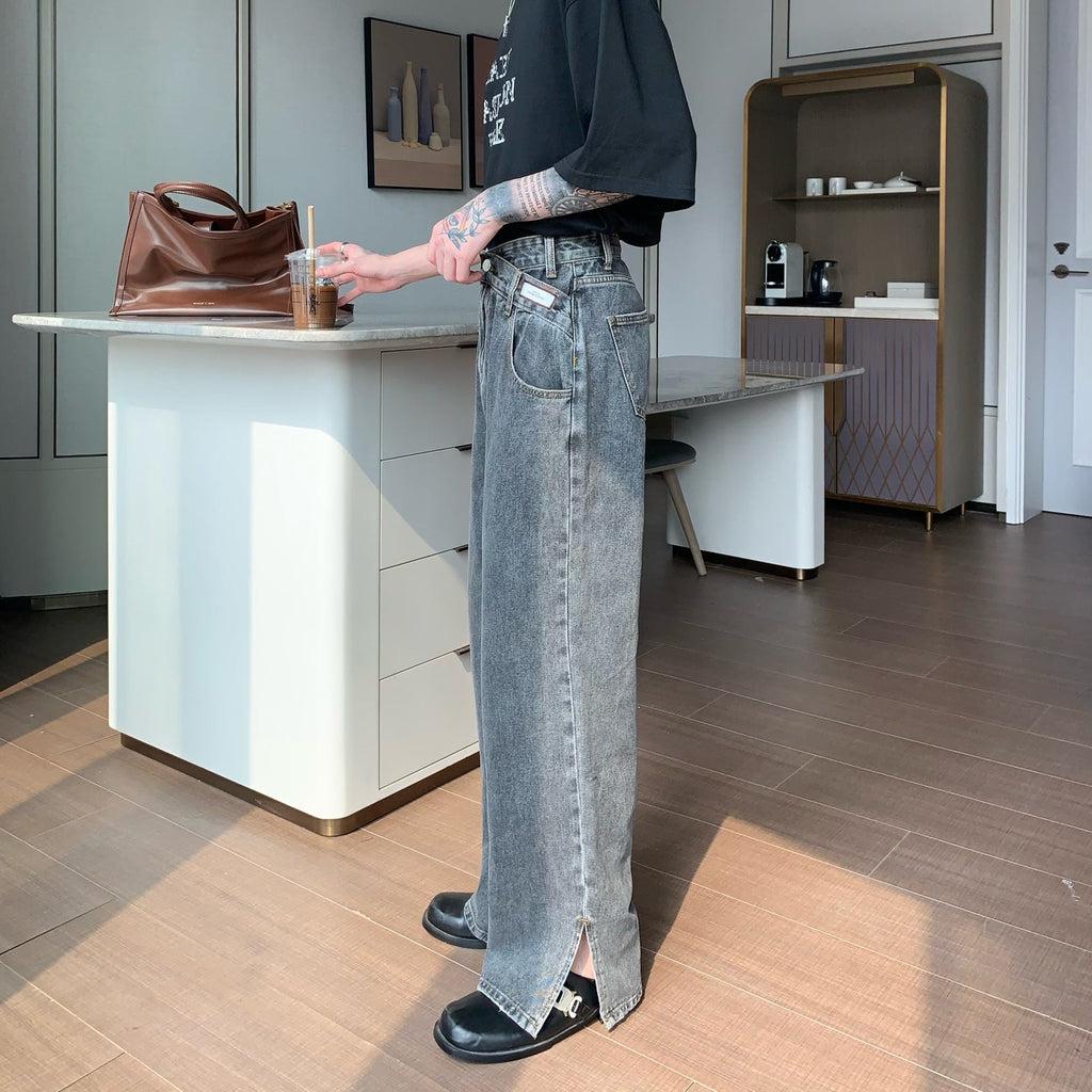 韓国ファッション SELCA-High-waisted denim with slits-mselca2023aw403-05