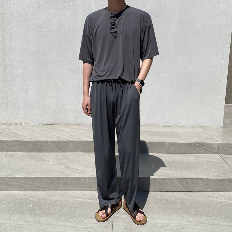 韓国ファッション SELCA-Ice silk stretch tops/pans-mselca2023aw408-04