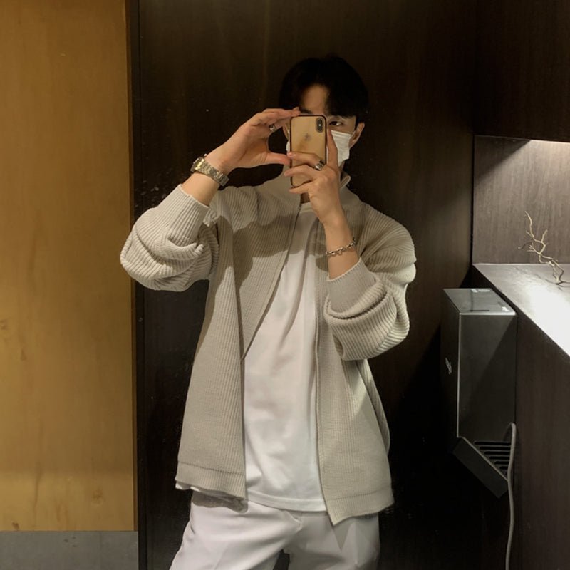 韓国ファッション SELCA-Knit cardigan with zip-mselca2023aw417-02