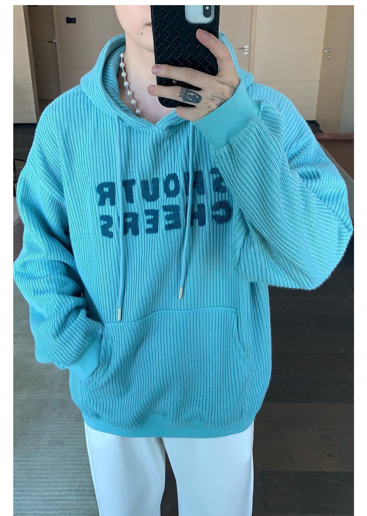 韓国ファッション SELCA-Knit logo hoody or-mselca2023aw418-06