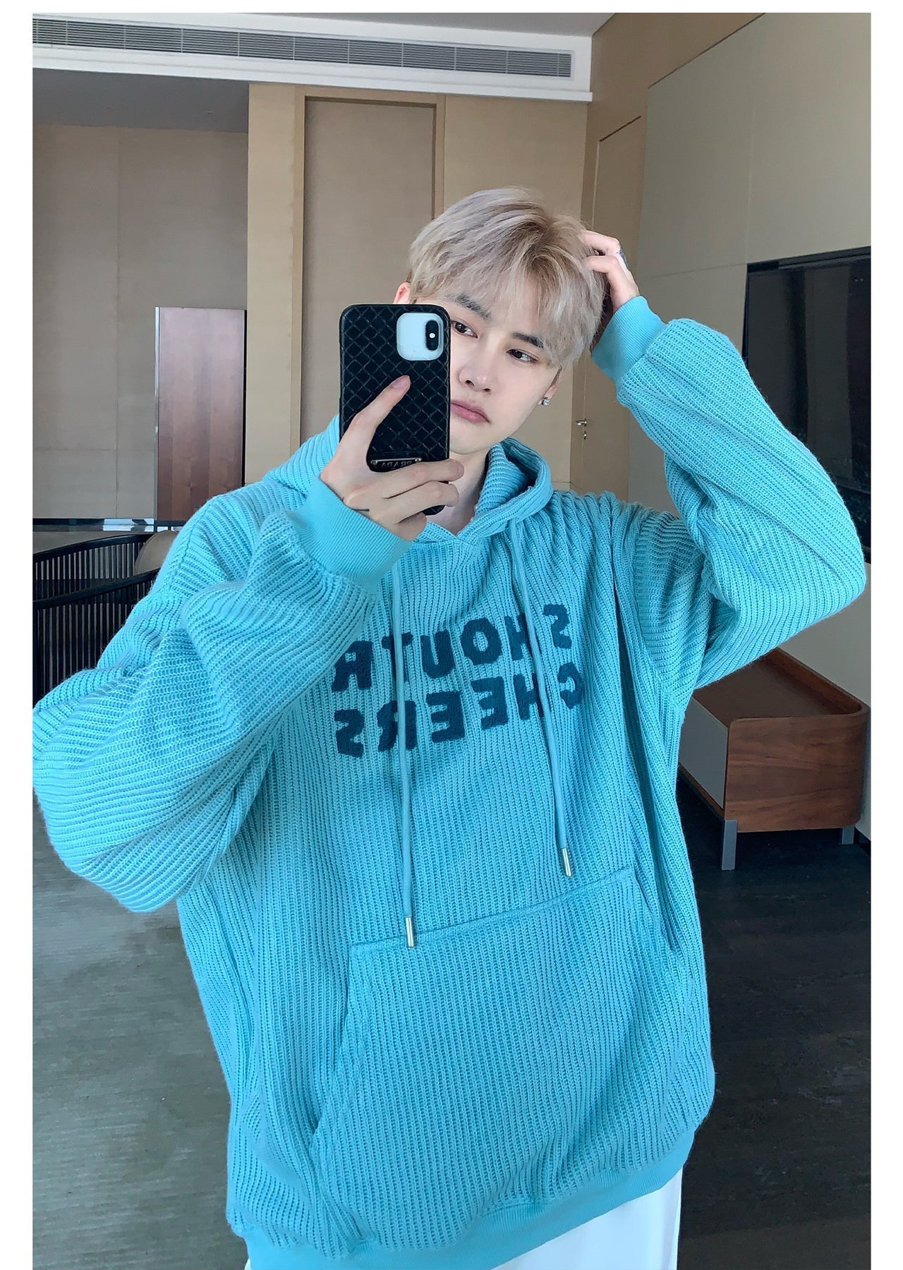 韓国ファッション SELCA-Knit logo hoody or-mselca2023aw418-07