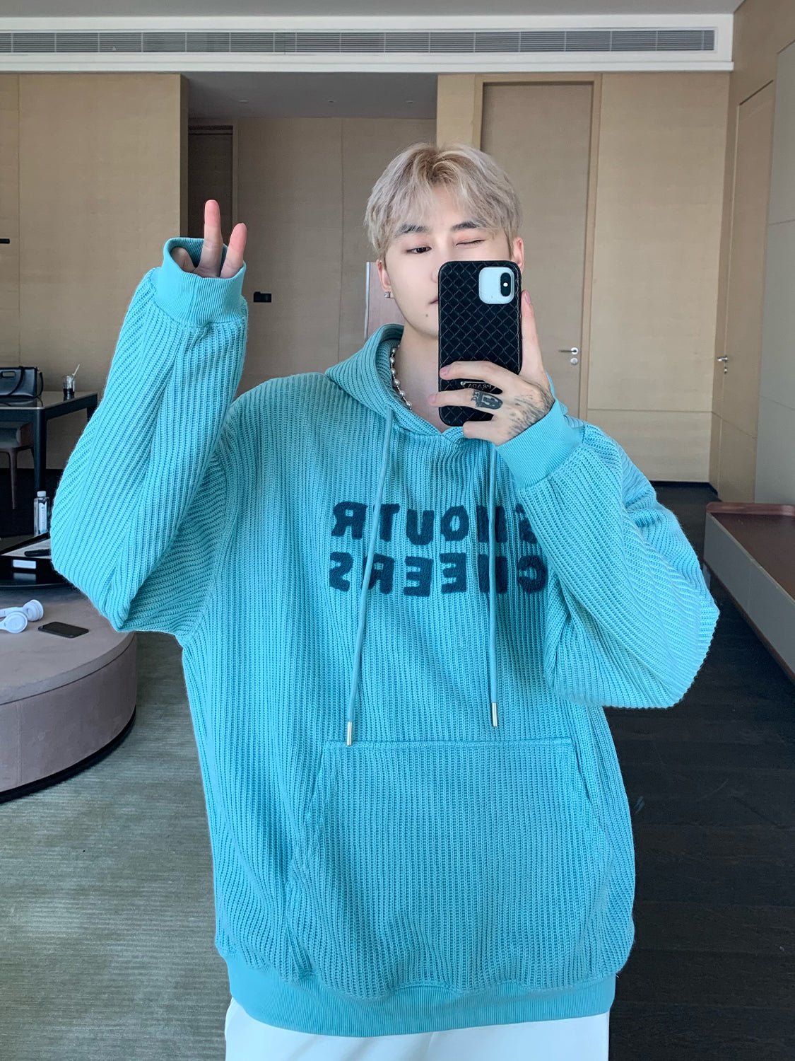 韓国ファッション SELCA-Knit logo hoody or-mselca2023aw418-08