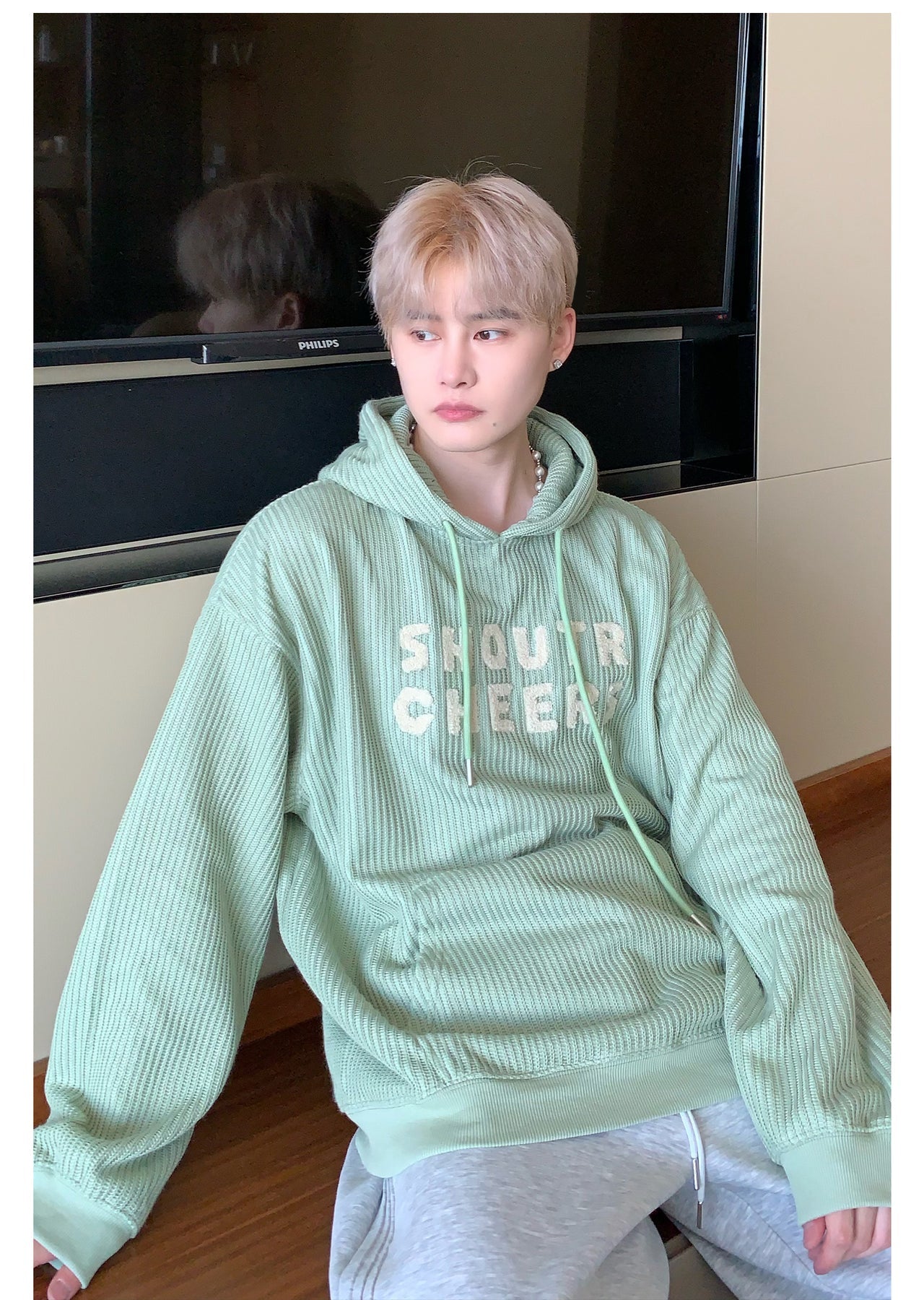 韓国ファッション SELCA-Knit logo hoody or-mselca2023aw418-010